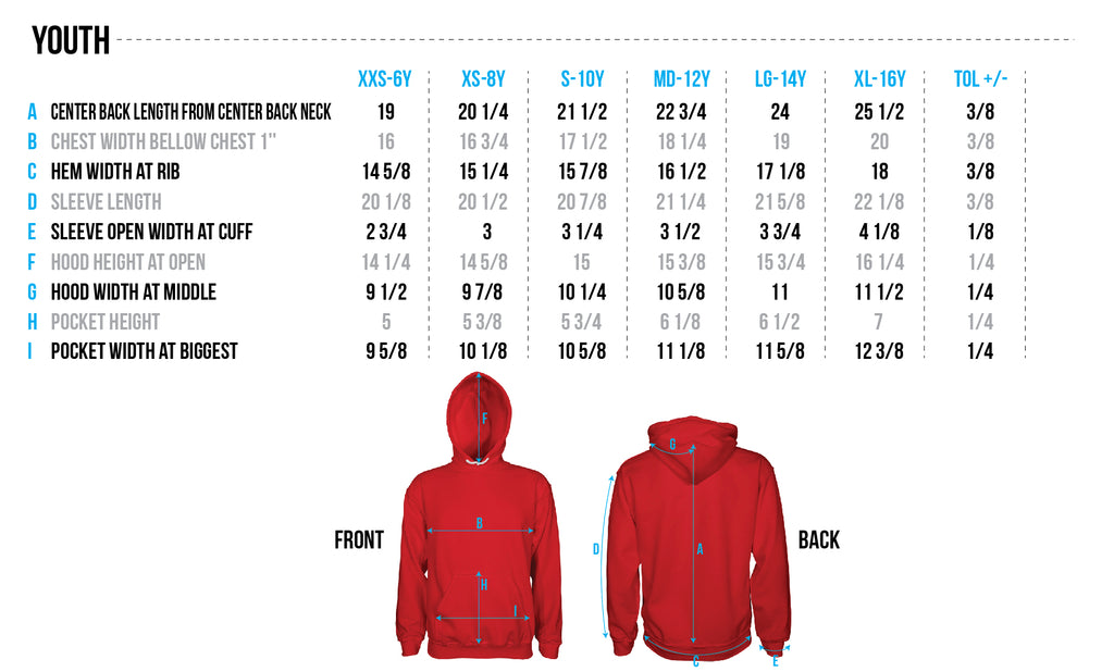 Youth Size Chart