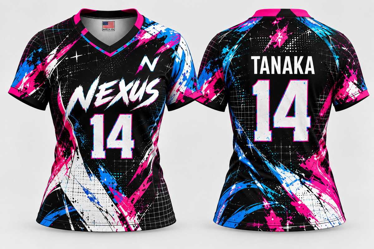 Volleyball Short Sleeve V-Neck Jersey 01