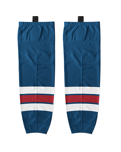 HOCKEY Pro Sock Patriot Sports in a combination of blue white and red color. printed all over in HD on premium fabric. Handmade in California.