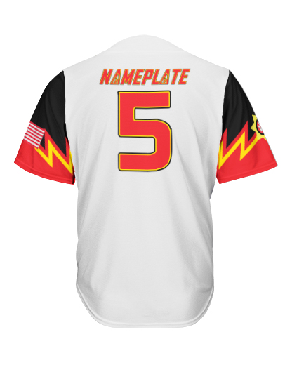 FIREDOGS WHITE Full Button Jersey Patriot Sports Back View.