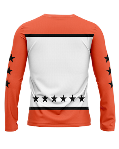 Zams white Long Sleeve T-shirt Patriot Sports Back View .