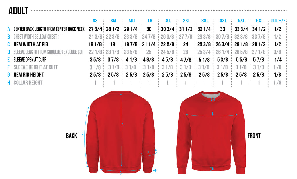 Adult Size Chart