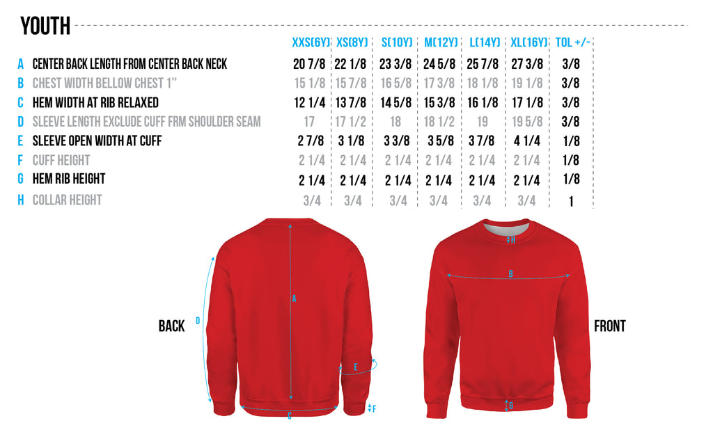 Youth Size Chart