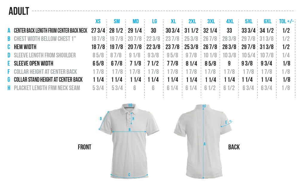 Adult Size Chart